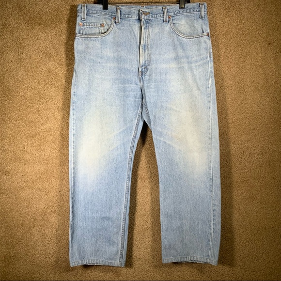 Vintage 90s LEVI’S Mens Jeans Sz 38x30 Straight 505 Light Wash Blue Denim Cotton - Picture 2 of 10